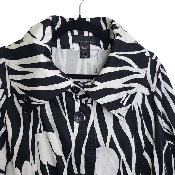 Attention Womens XL Black White Tulip Abstract Jacket Bell Sleeve XL Artsy Retro - Picture 2 of 7